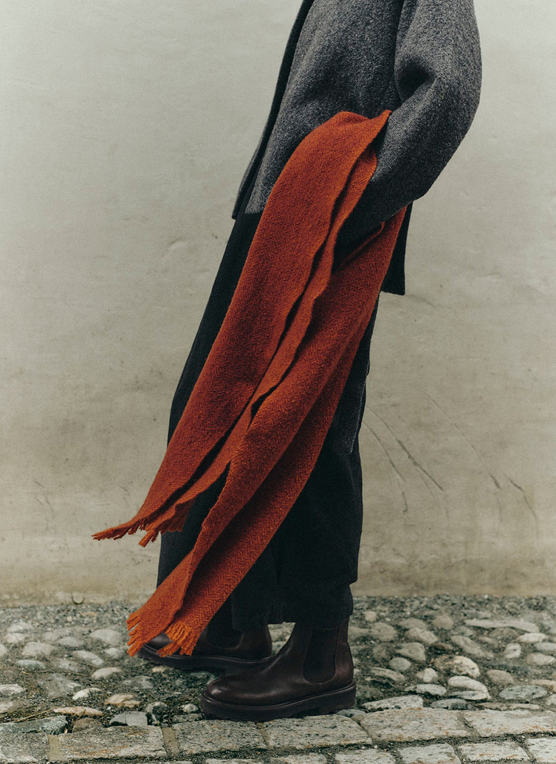 Chevron Wool Cashmere Scarf | Spice