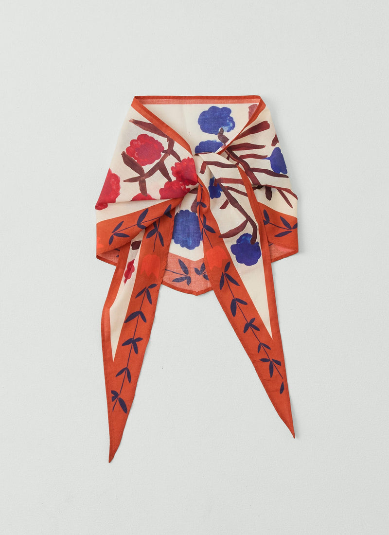 Flower Crown Print Triangle Bandana | Cobalt