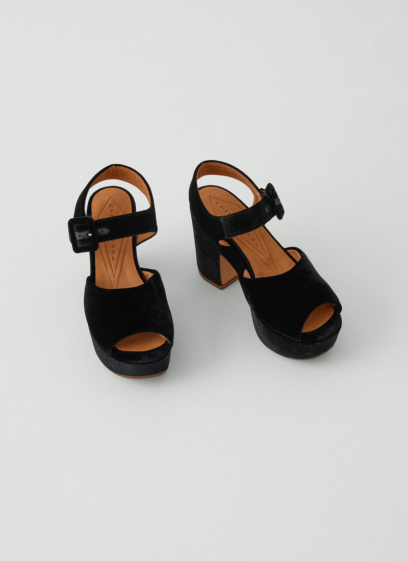 Chie Mihara Velvet Heels | Black