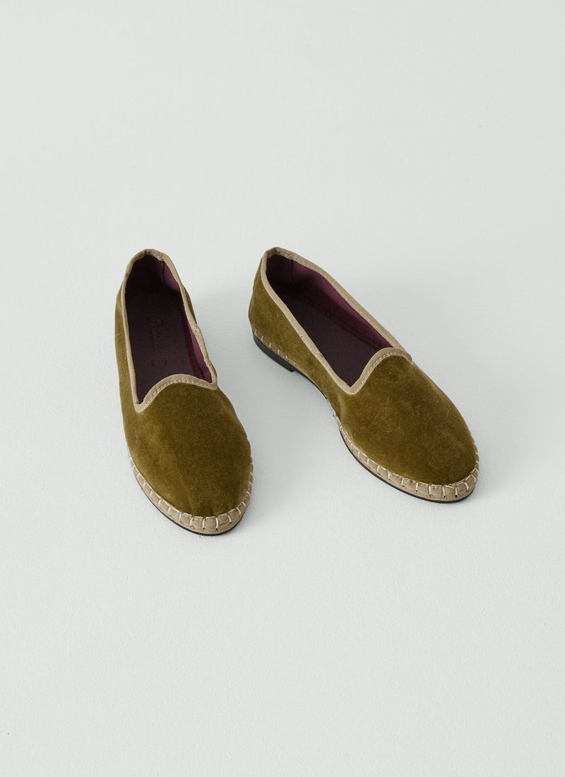 Flabelus Velvet Slippers | Olive