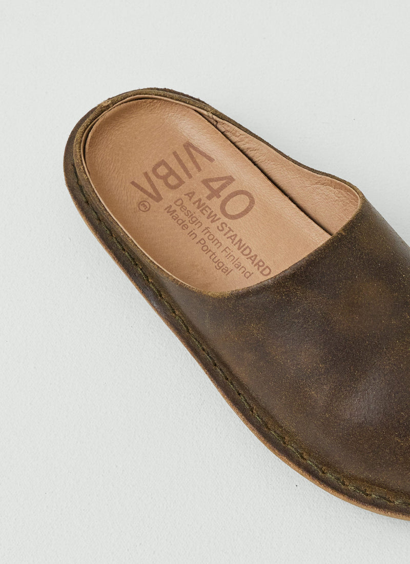 Vibae Roma Waxed Suede Mules | Olive
