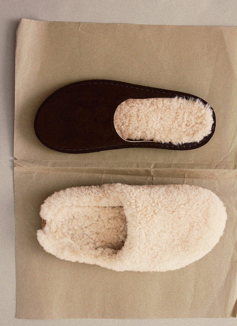 Vibae Roma Shearling Slippers | Natural