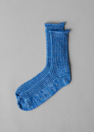 Cotton Marl Rib Socks | Cornflower Blue Marl
