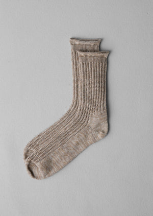 Cotton Marl Rib Socks | Stone Marl