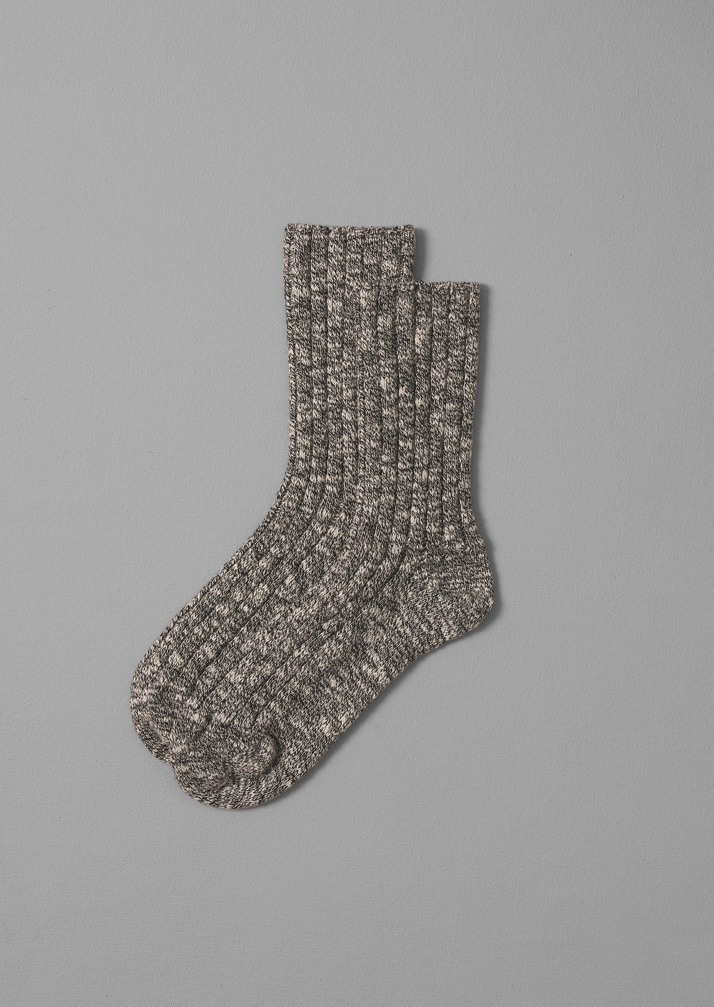 Cotton Slub Rib Socks | Granite