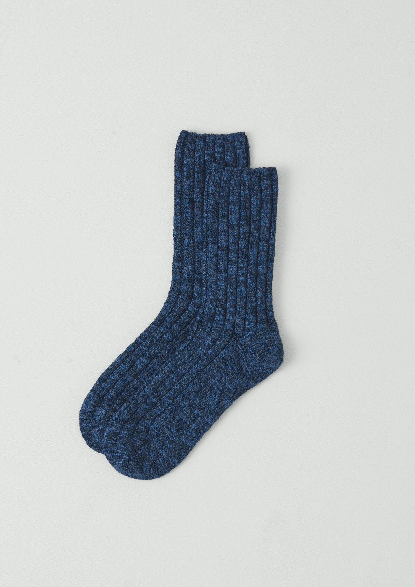 Cotton Slub Ribbed Socks | Blue Marl