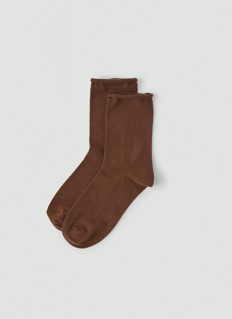 Fine Cotton Cashmere Socks | Chocolate