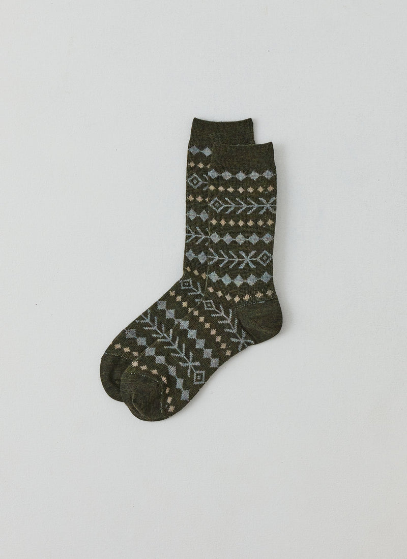 Sprig Jacquard Socks | Forest