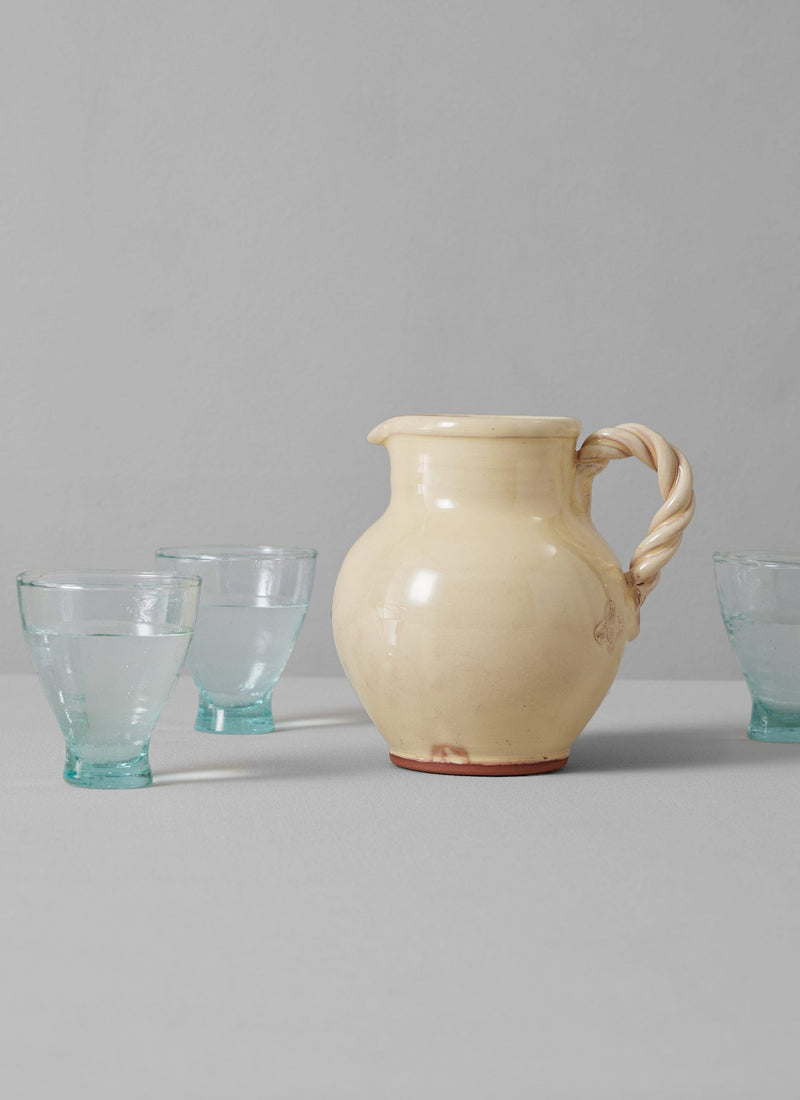 Poterie Barbotine Twisted Handle Pitcher | Cream