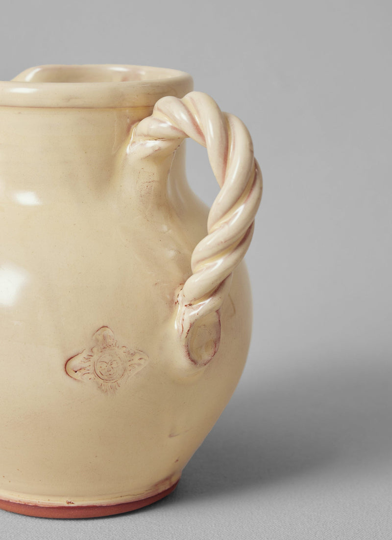 Poterie Barbotine Twisted Handle Pitcher | Cream