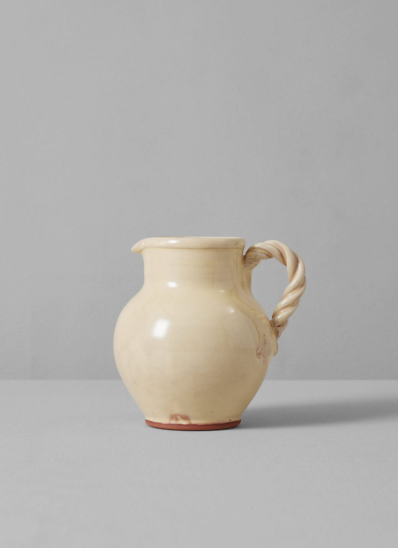 Poterie Barbotine Twisted Handle Pitcher | Cream