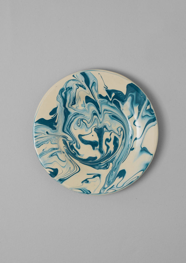 Poterie Barbotine Marbled Plate | Cream/Blue