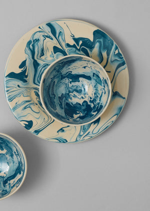 Poterie Barbotine Marbled Breakfast Bowl | Cream/Blue