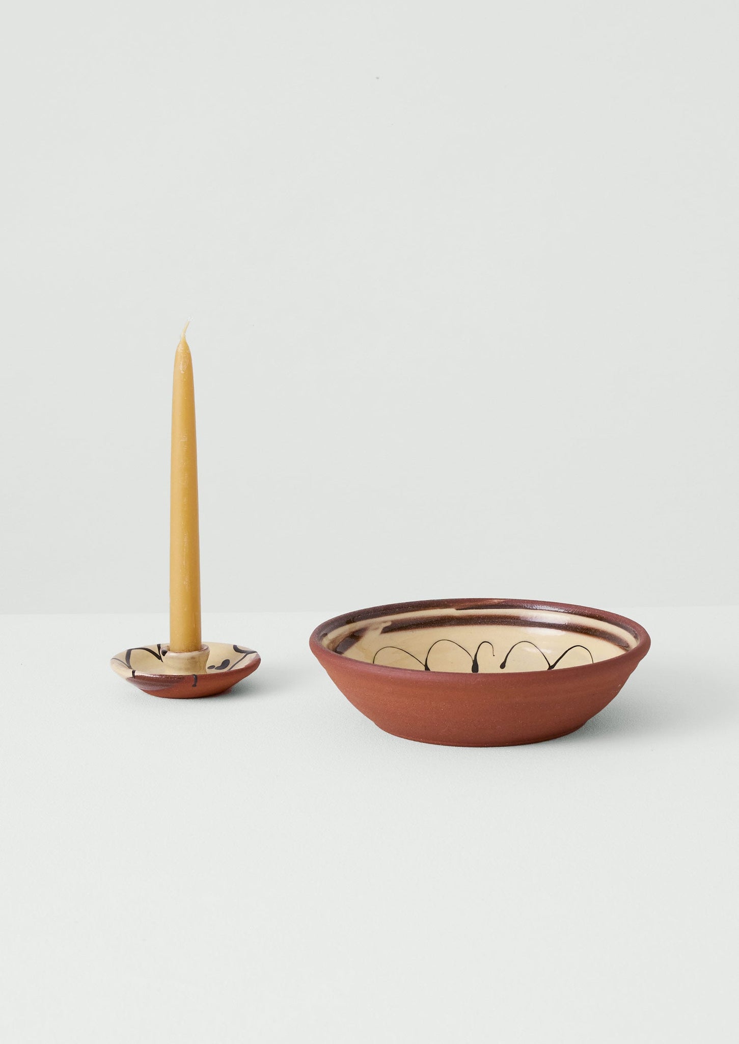 Frances Savage Candle Holder | Cream/Terracotta