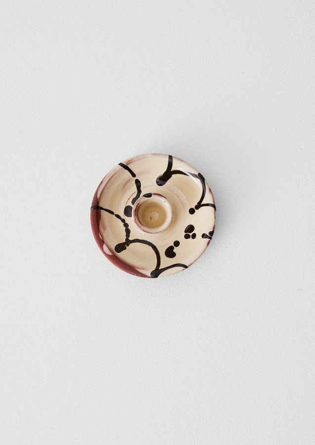 Frances Savage Candle Holder | Cream/Terracotta