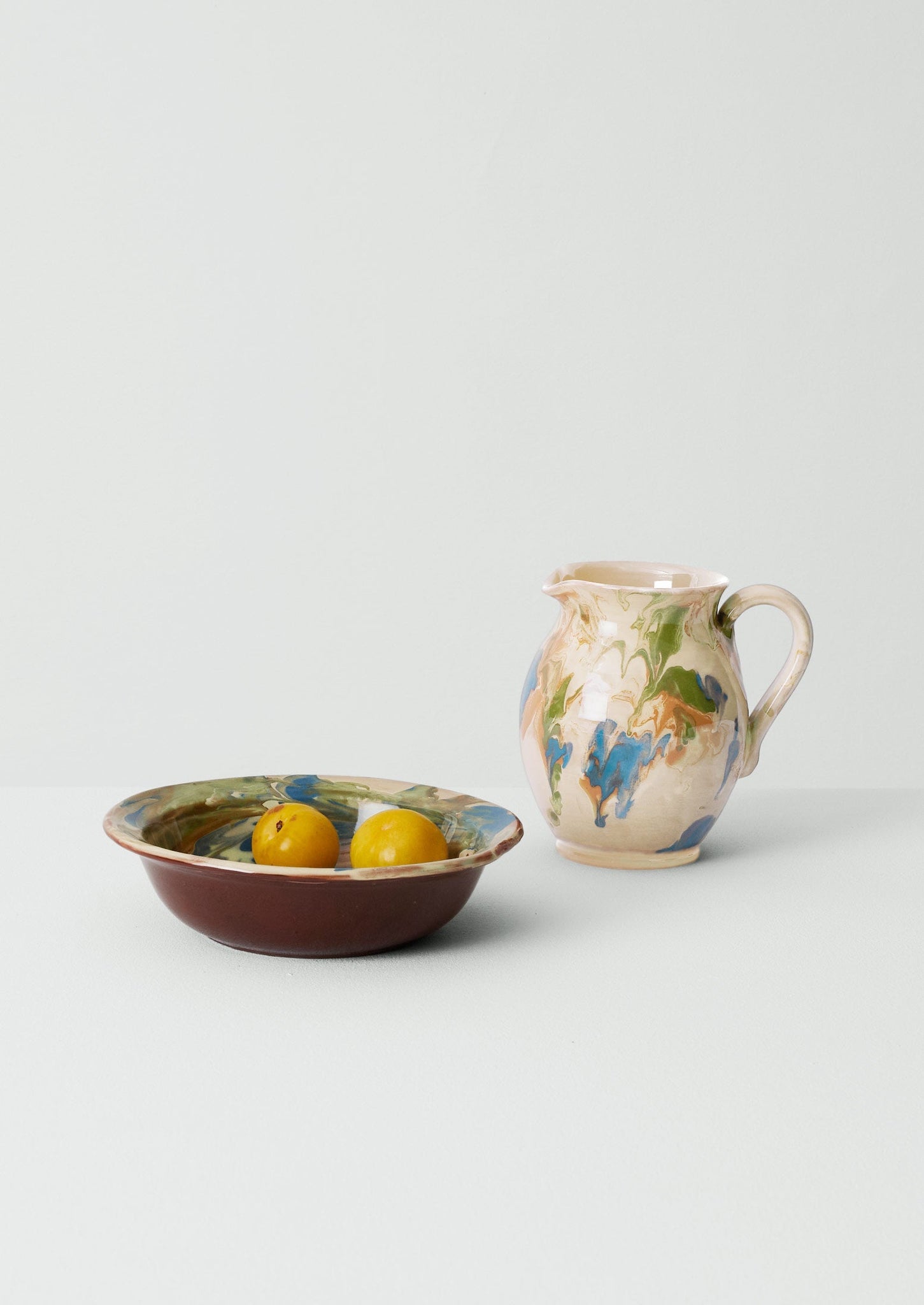 Poterie Barbotine Marbled Pitcher | Sand/Moss