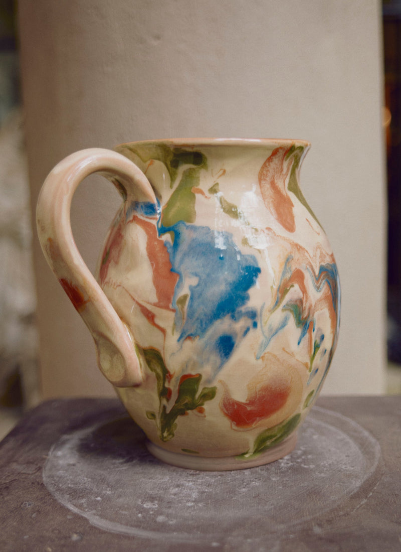 Poterie Barbotine Marbled Pitcher | Sand/Moss