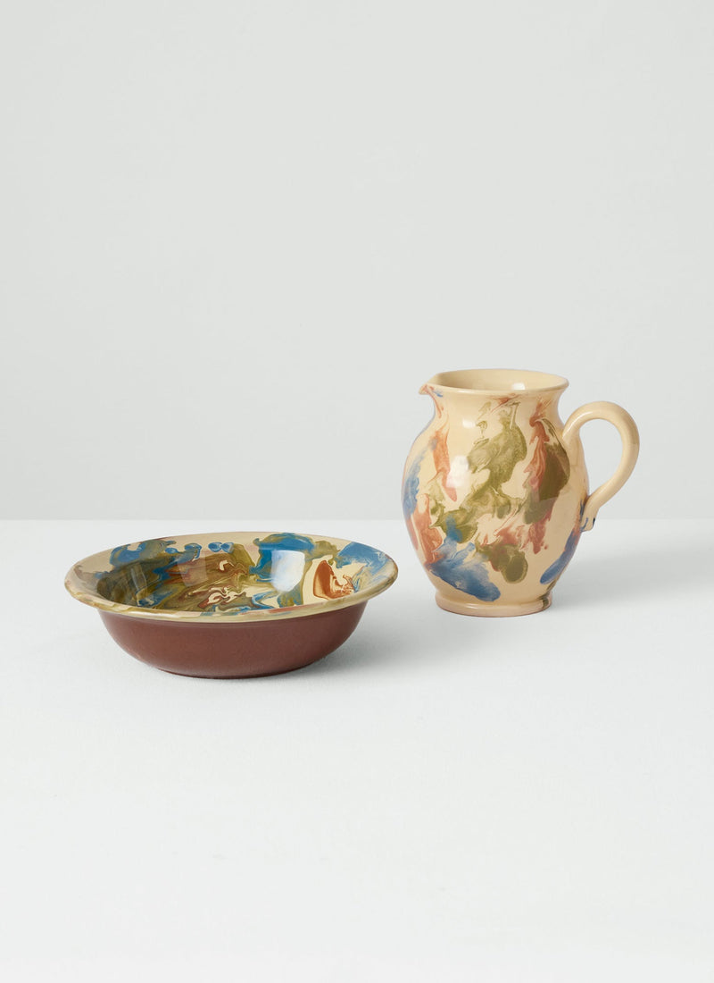 Poterie Barbotine Marbled Pitcher | Sand/Moss