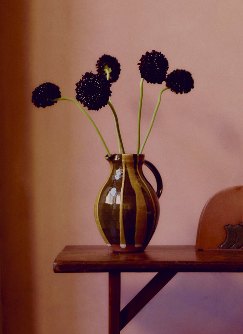 Lily Pearmain Stripe Jug | Peat/Terracotta