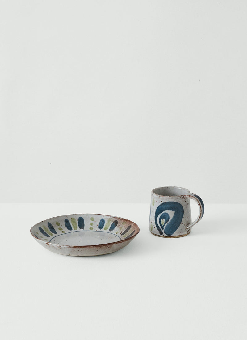 Annabel Roberts Stoneware Mug | White/Cobalt