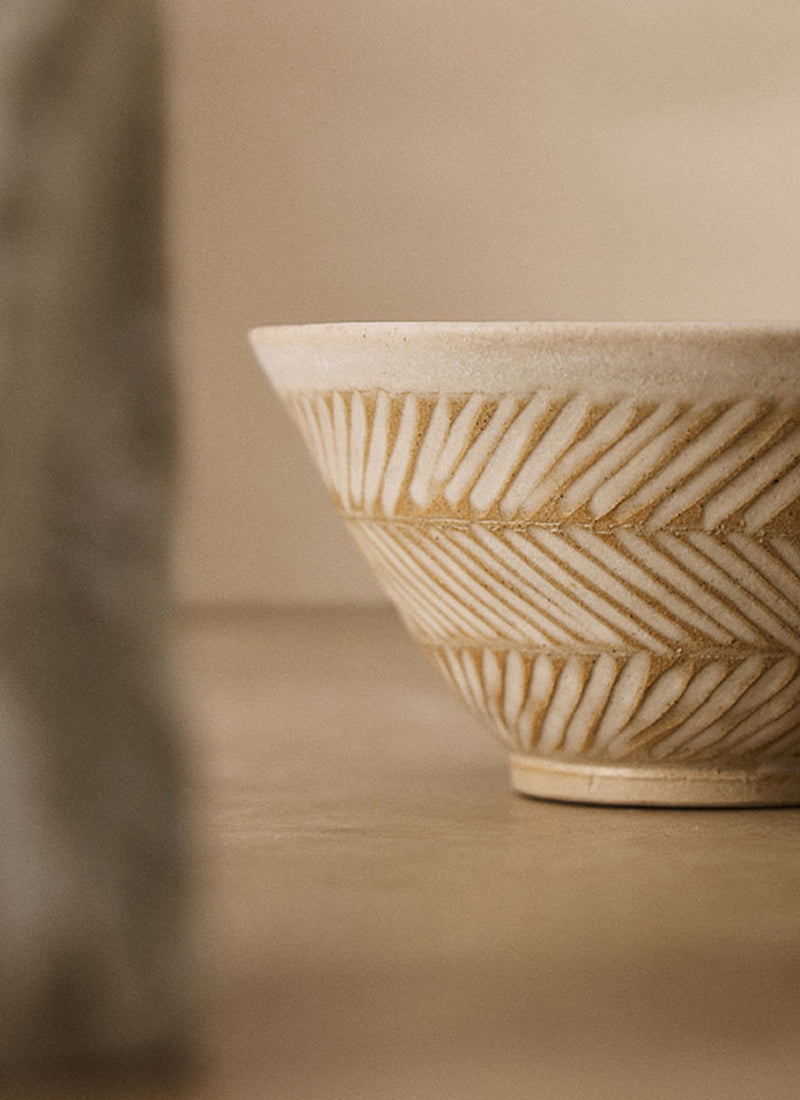 Elke Lucas Carved Bowl | Cream