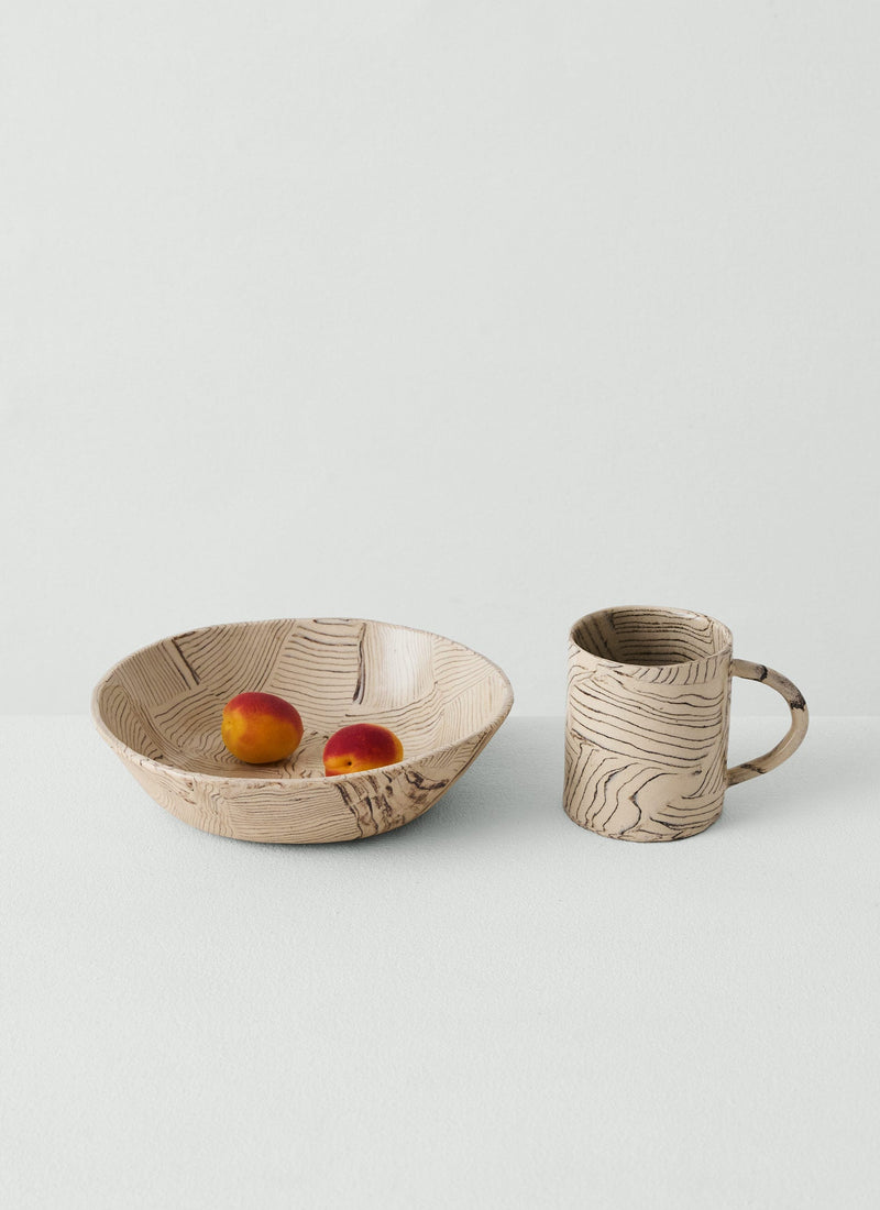 Fern Taylor Striped Nerikomi Mug | Off White/Black