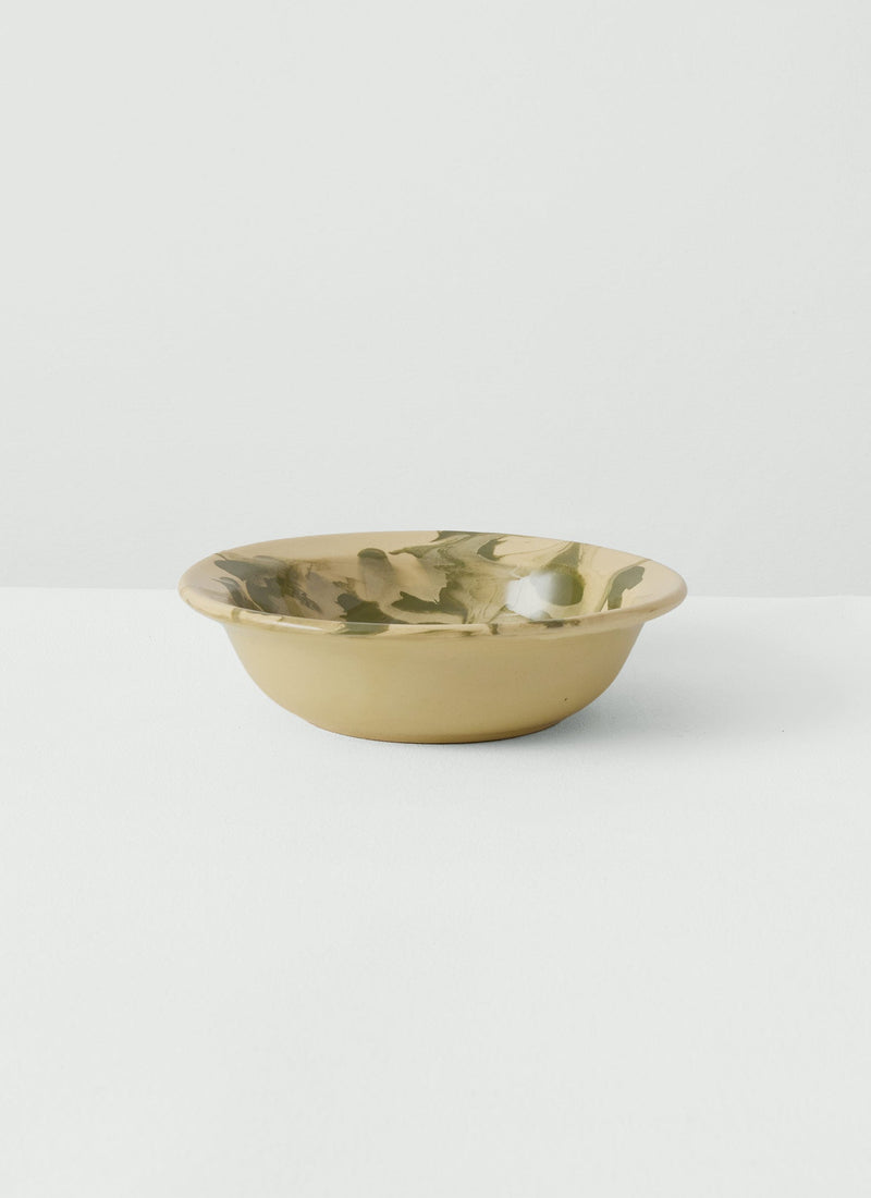 Poterie Barbotine Marbled Dish | Cream/Bottle Green
