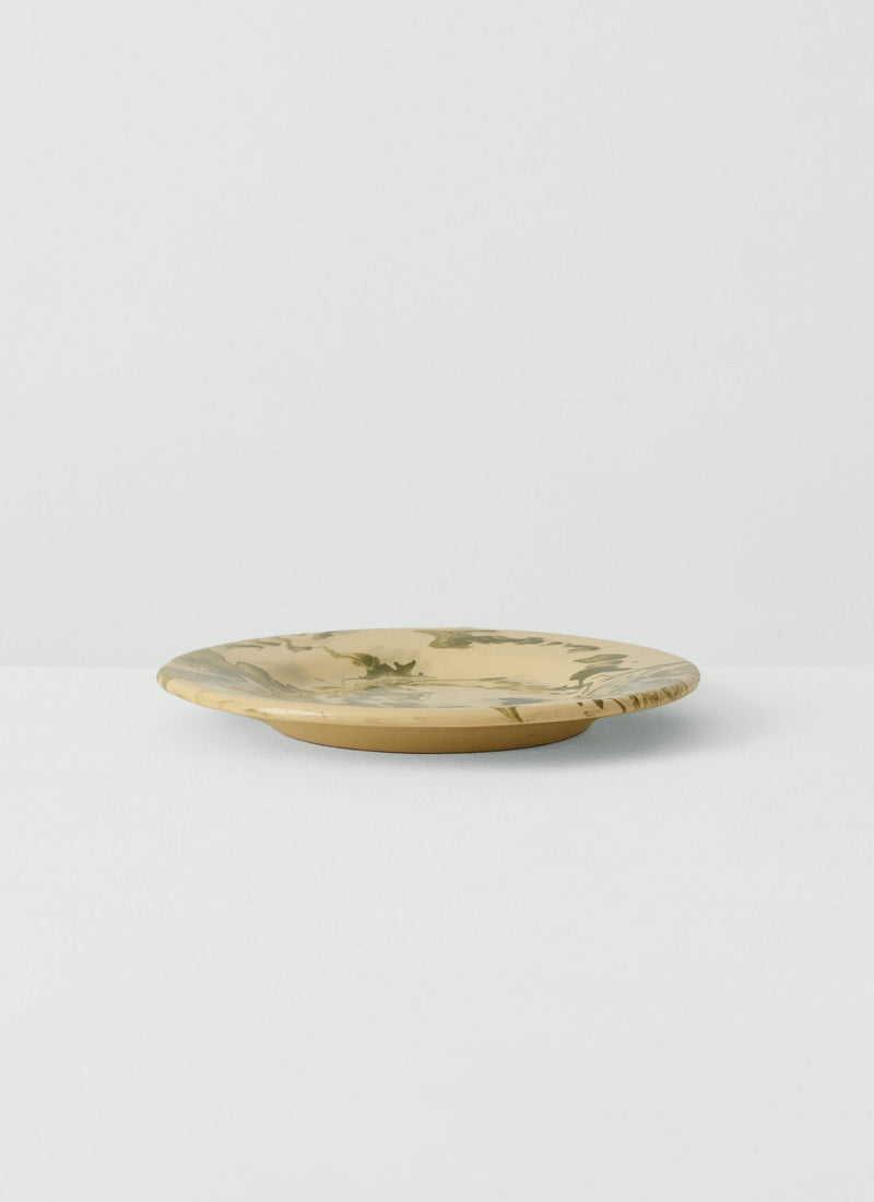 Poterie Barbotine Marbled Plate | Cream/Bottle Green
