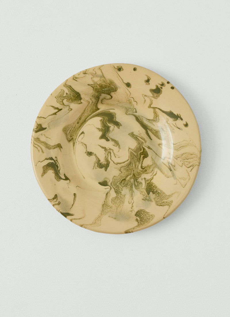 Poterie Barbotine Marbled Plate | Cream/Bottle Green