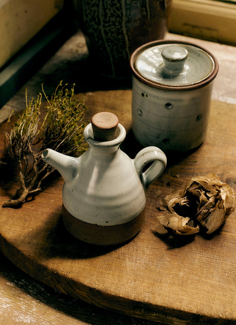 Leach Pottery Garlic Pot | Blue Nuka