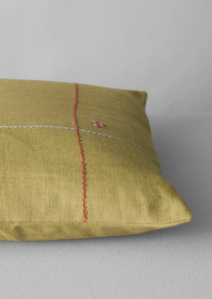 Embroidered Linen Square Cushion Cover | Flax