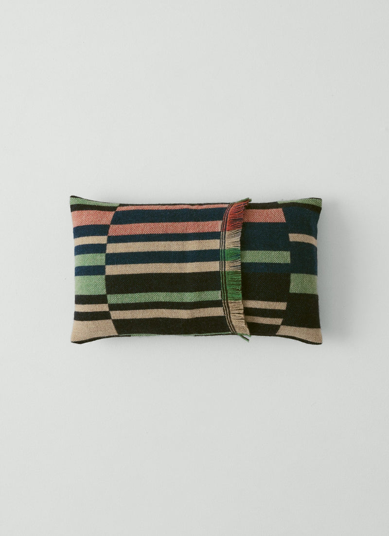 Bristol Weaving Mill Block Stripe Cushion Cover | Deep Blue/Fern