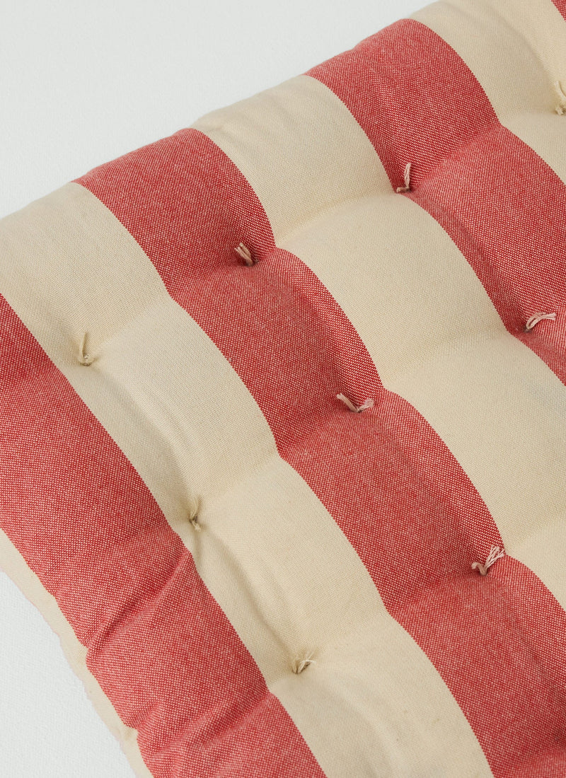 Market Stripe Hand Woven Seat Pad | Bright Red/Ecru