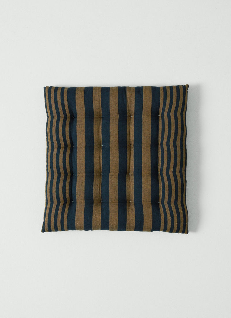 Cecile Stripe Chair Cushion | Olive/Smock Blue