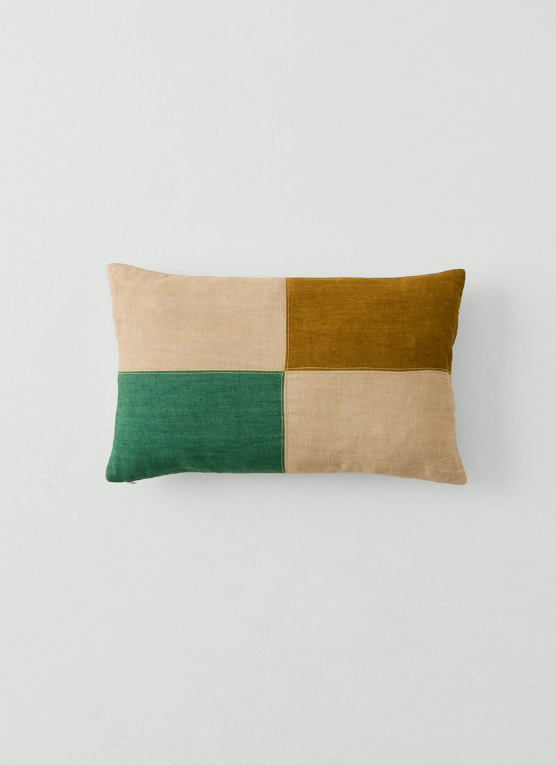 Eave Panelled Linen Cushion Cover | Clover/Gooseberry/Ecru