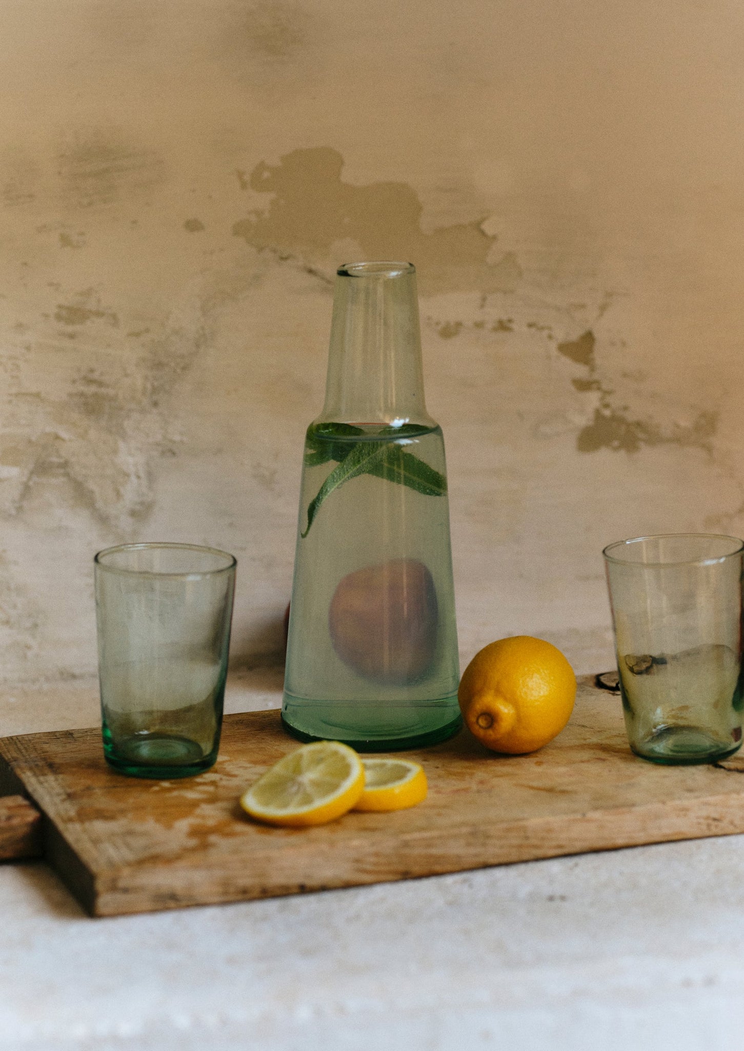 Recycled Glass Carafe And Glass Set | Clear