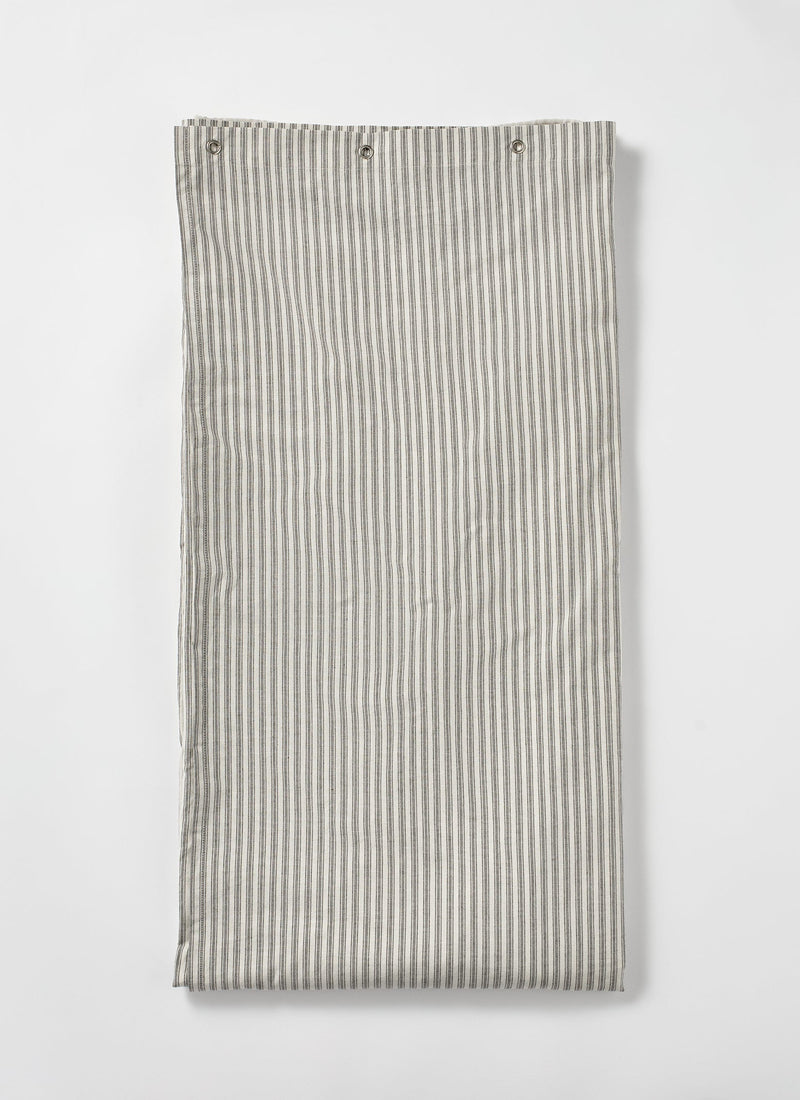 Organic Ticking Stripe Shower Curtain | Ecru/Graphite