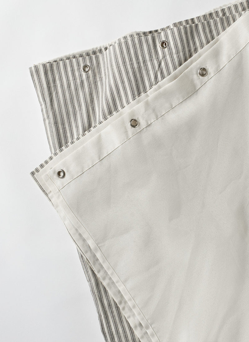 Organic Ticking Stripe Shower Curtain | Ecru/Graphite