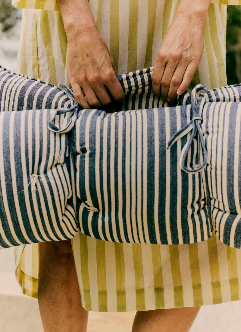 Hand Woven Stripe Summer Mattress | Ecru/Indigo