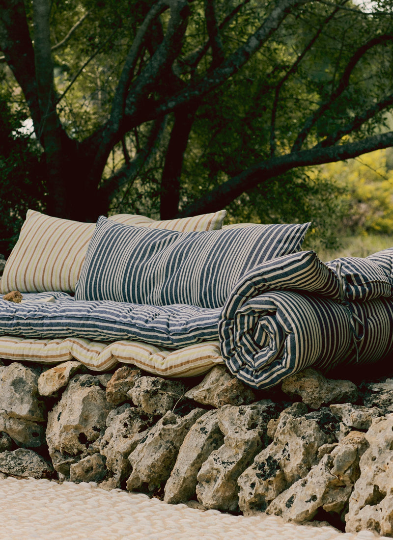 Hand Woven Stripe Summer Mattress | Ecru/Indigo