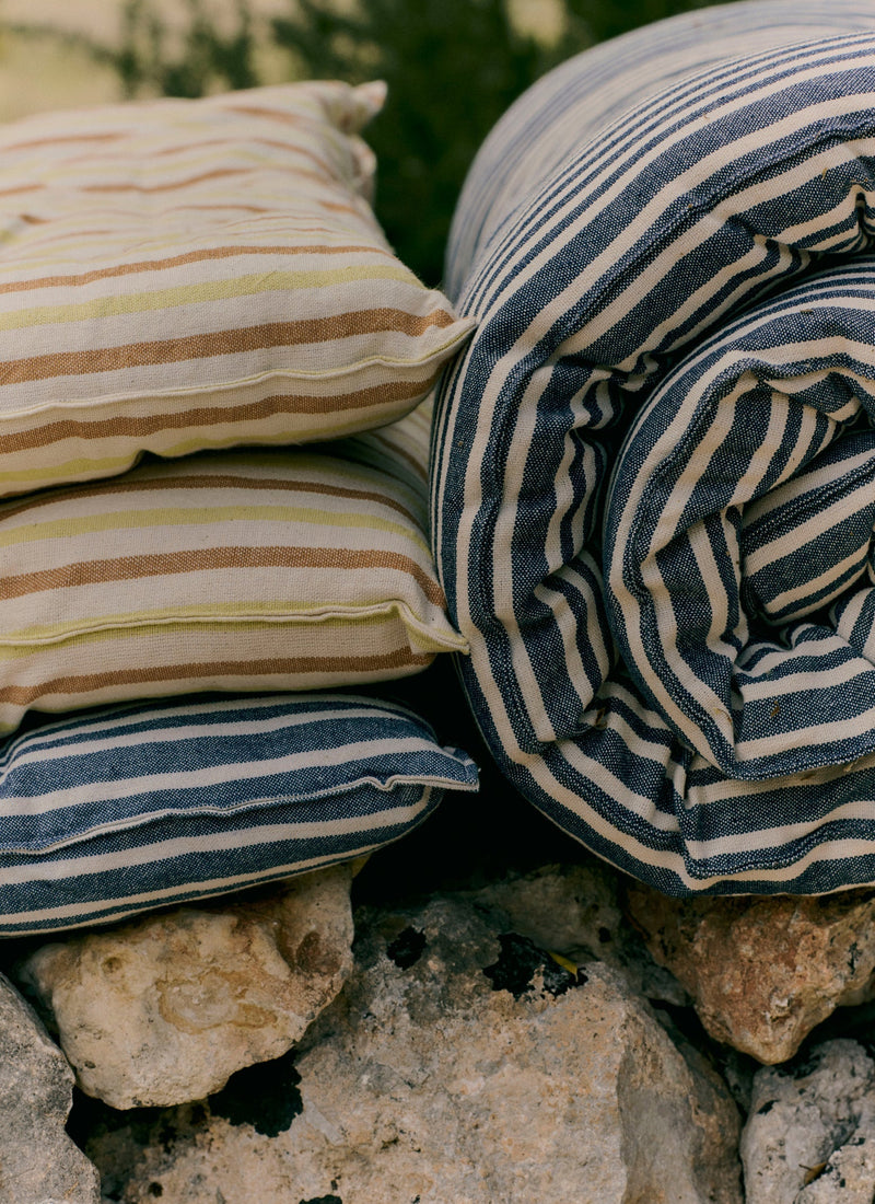 Hand Woven Stripe Summer Mattress | Ecru/Indigo