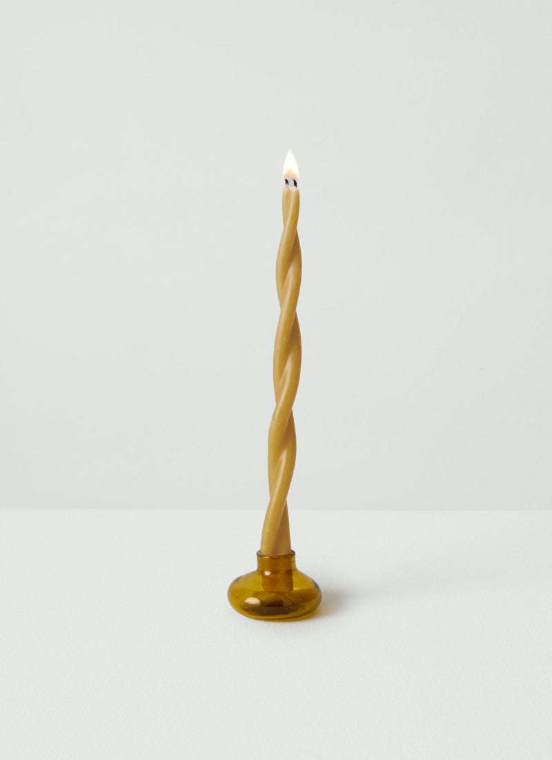 Hand Blown Glass Candle Holder | Amber