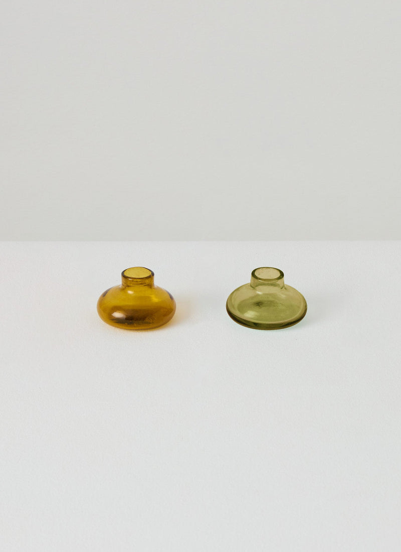 Hand Blown Glass Candle Holder | Olive