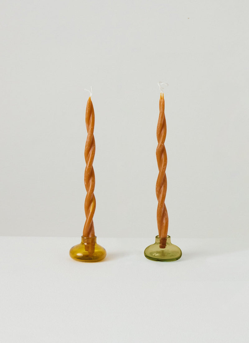Hand Blown Glass Candle Holder | Amber
