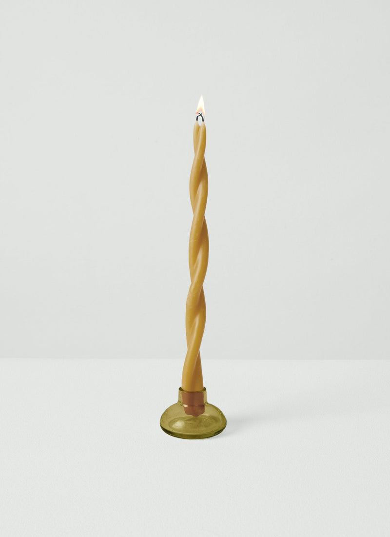 Hand Blown Glass Candle Holder | Olive
