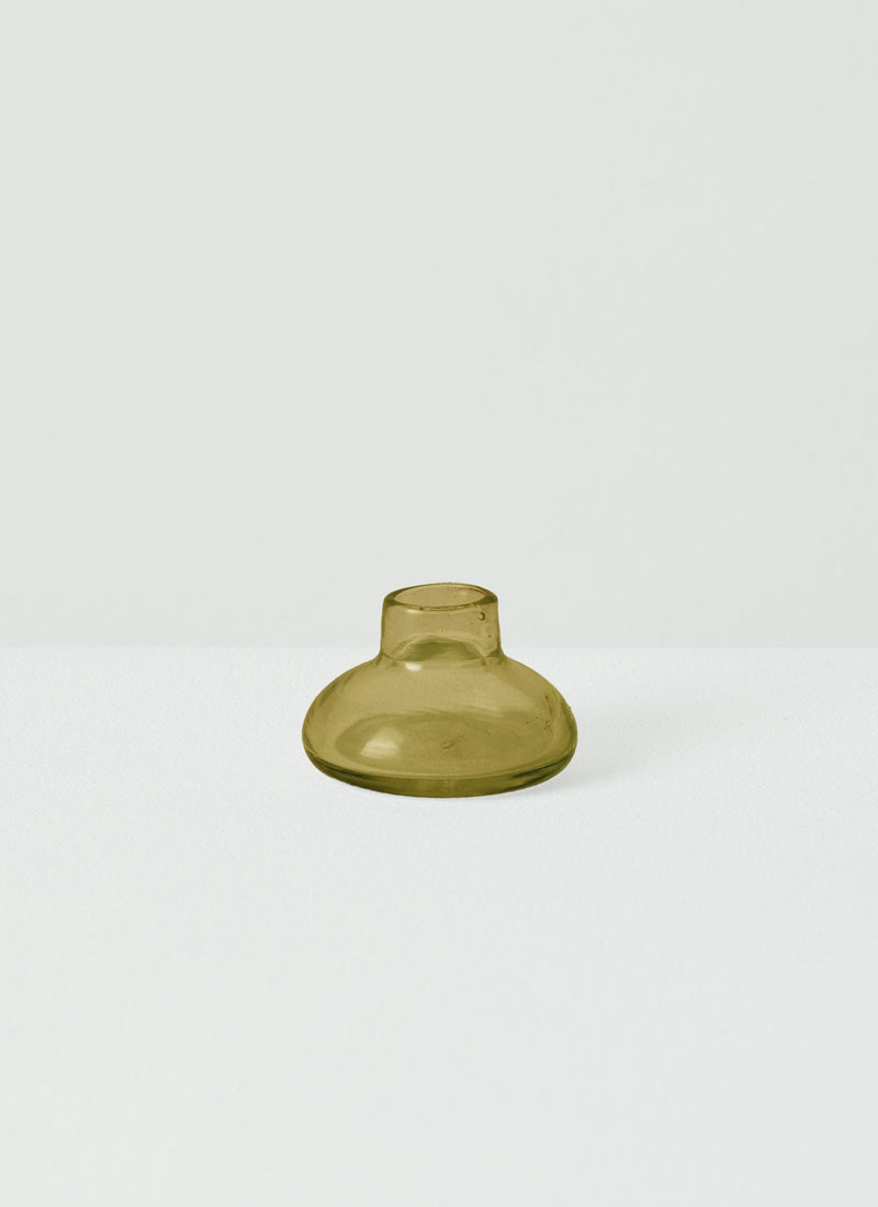 Hand Blown Glass Candle Holder | Olive