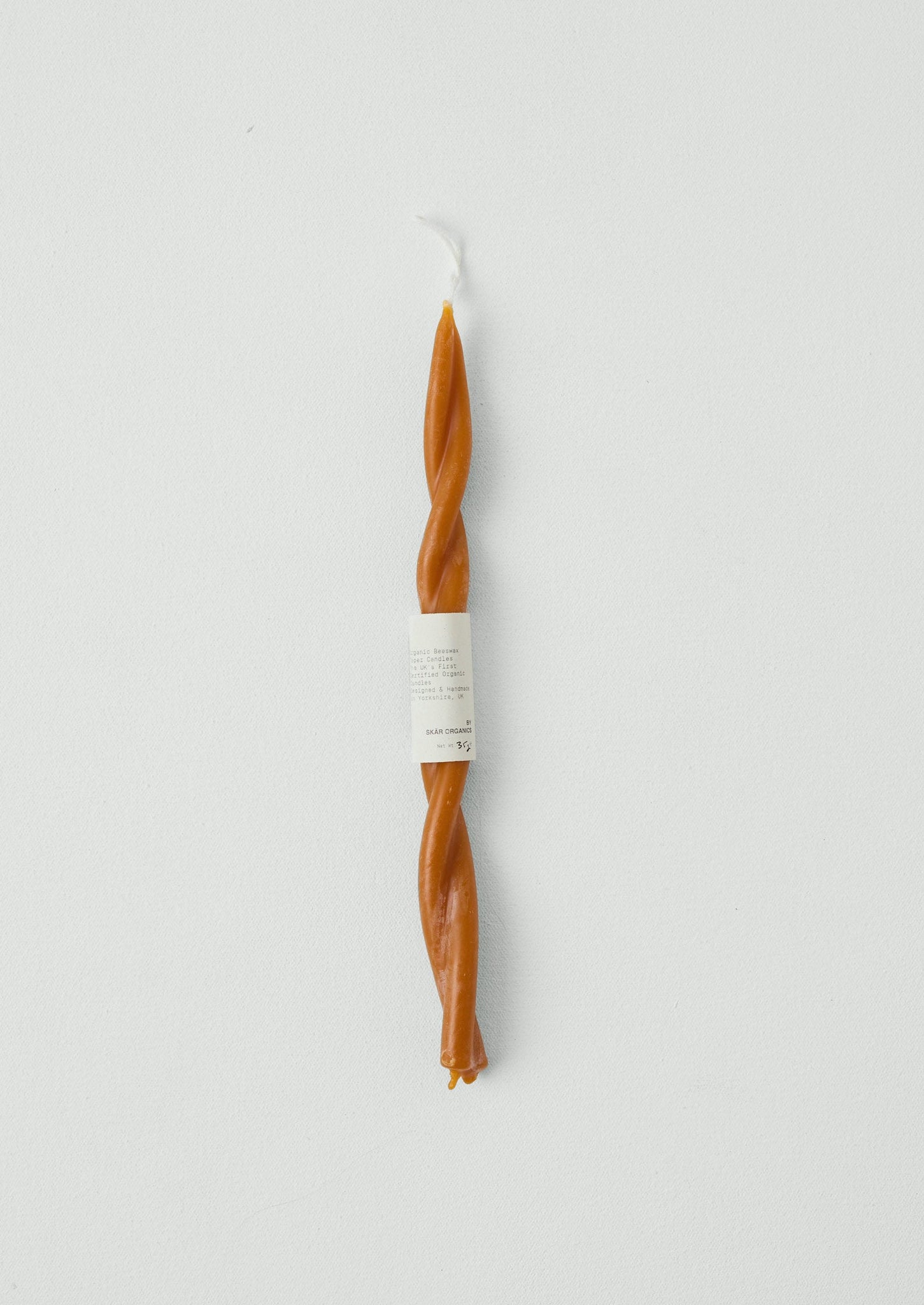 Skar Organics Beeswax Twist Dinner Candle | Paprika