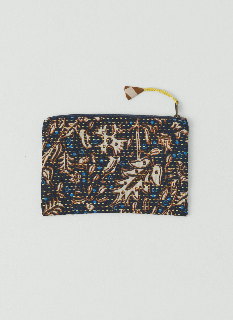 Remnant Fabric Kantha Pouch | Navy/Copper