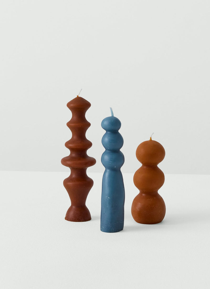 Astral Sculptural Beeswax Candle | Ice Blue