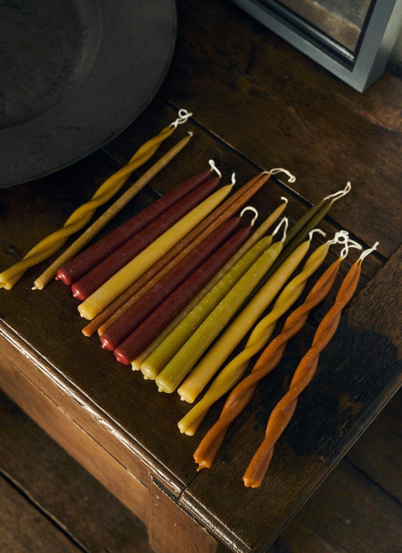 Skar Organics Beeswax Twist Dinner Candle | Paprika